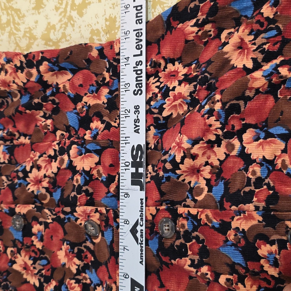 Vintage JCPenney Corduroy  Multicolor Floral Midi Dress Sz 15 - Picture 10 of 12